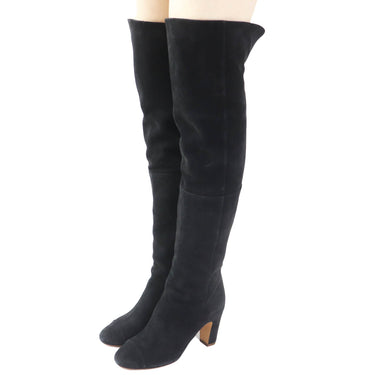 CHANEL Knee high boots Main: Suede black Women 36 Used Authentic